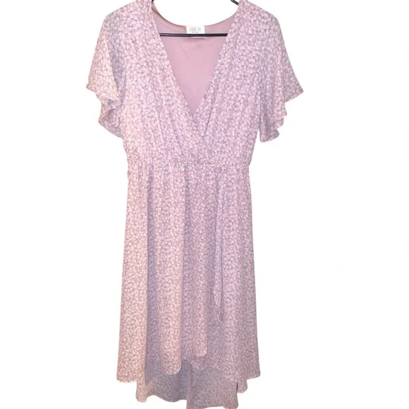 Sienna Sky Women's Sienna Sky Purple V Neck Floral Print Tie Back Dress Size M - Picture 1 of 6